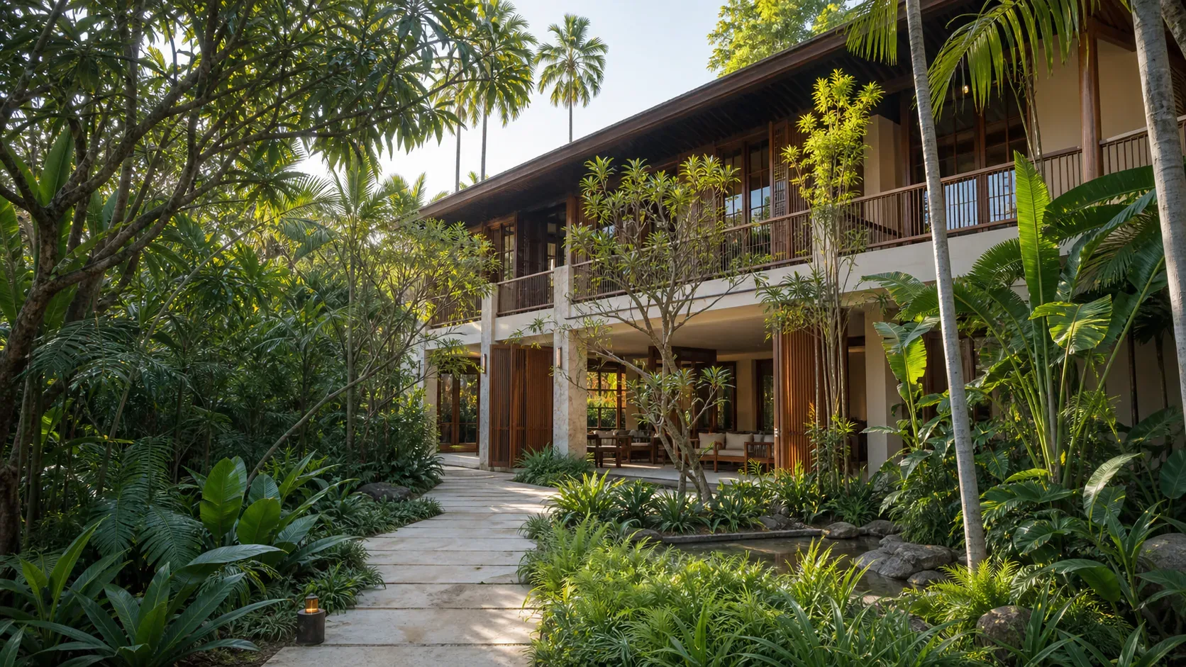 Green Garden Resort exterior among mature tropical planting