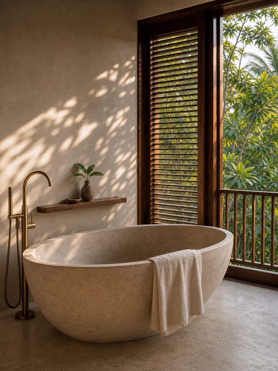 Soaking bath against lime-plaster walls